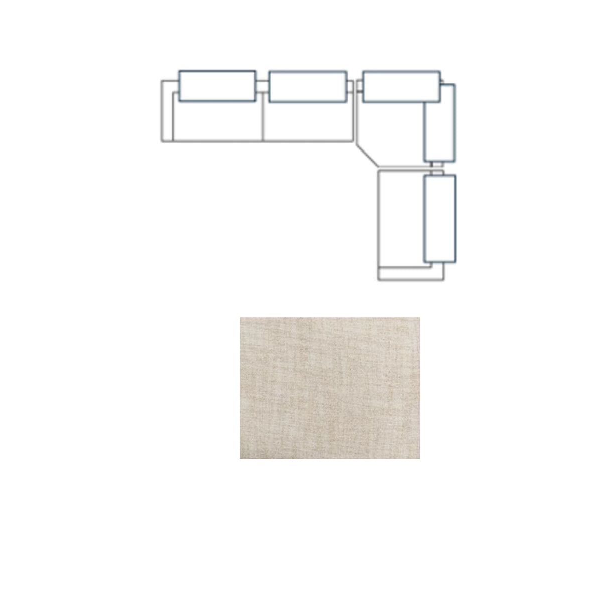 Warner Frame 3 Piece Sofa Set w/Corner Piece w/Back Cushions, Long Left Arm Large Corner