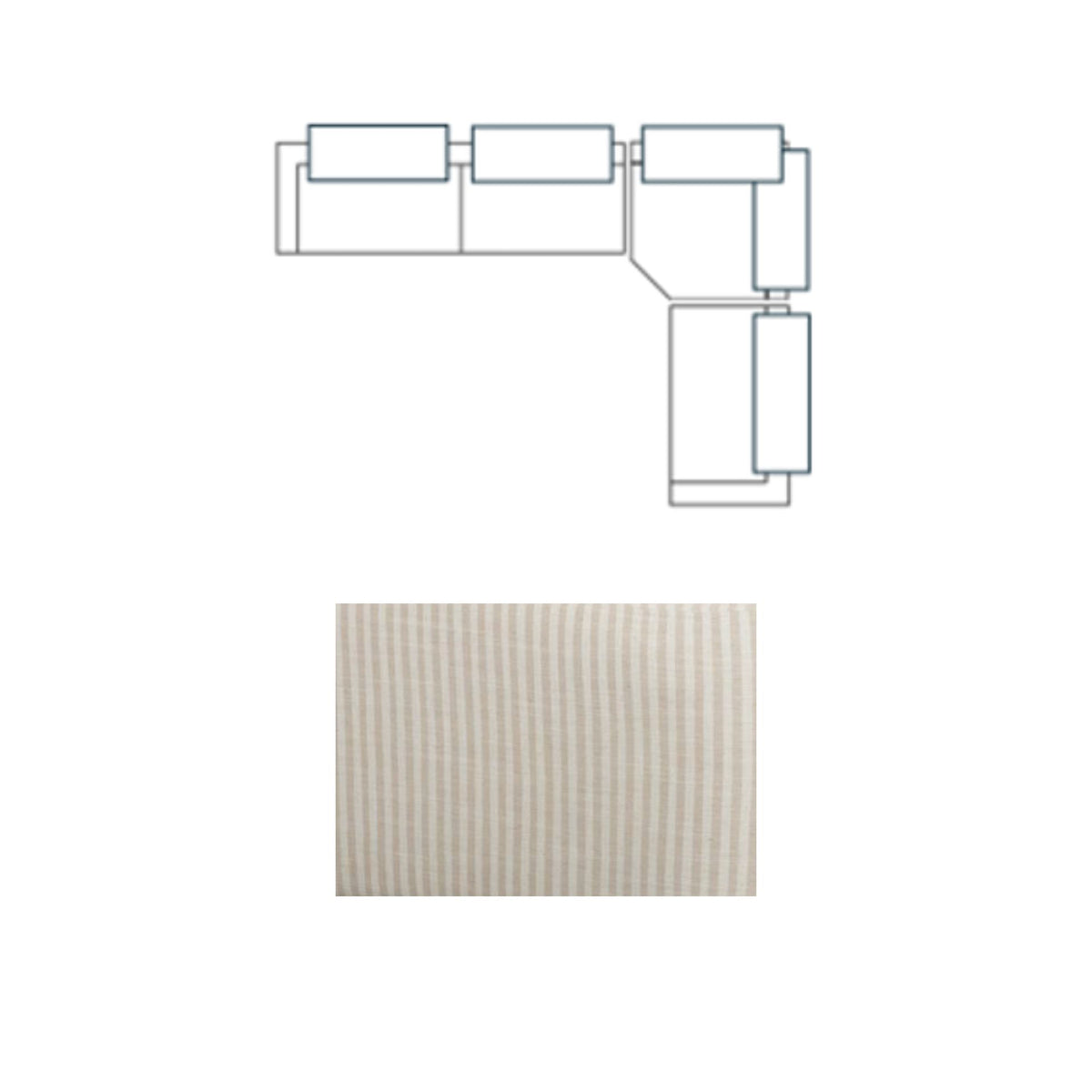 Warner Stripe 3 Piece Sofa Set w/Corner Piece w/Back Cushions, Quilt Performance, Long Left Arm, Large Corner