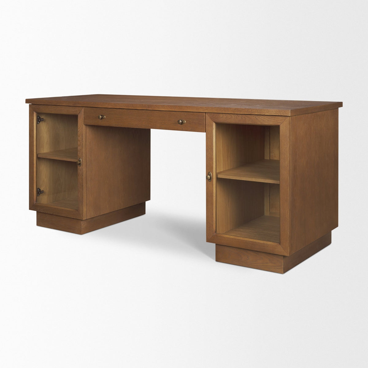 Winsford Two-Tone Oak Writing Desk w/ Glass Doors