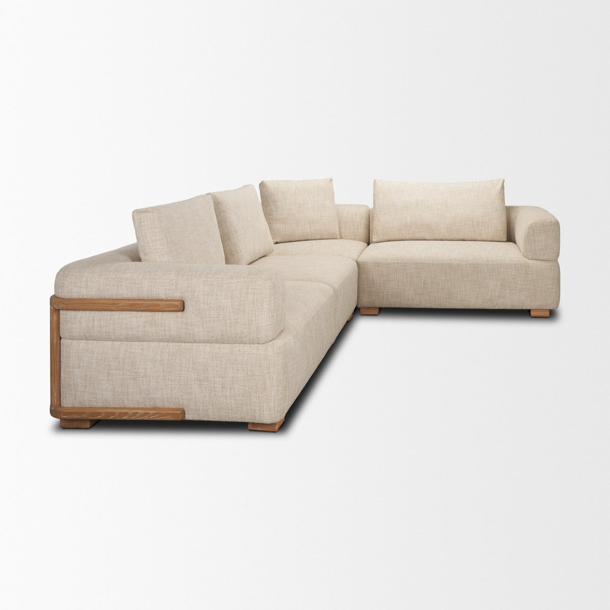 Warner Frame 3 Piece Sofa Set w/S Corner Piece w/Back Cushions, Long Left Arm Small Corner