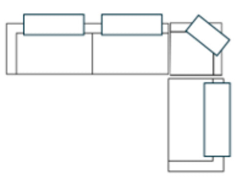 Warner Stripe 3 Piece Sofa Set w/S Corner Piece w/Back Cushions, Quilt Performance, Long Left Arm, Small Corner