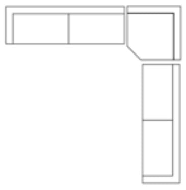 Warner Frame 3 Piece Sofa Set w/Corner Piece, Long Large Corner