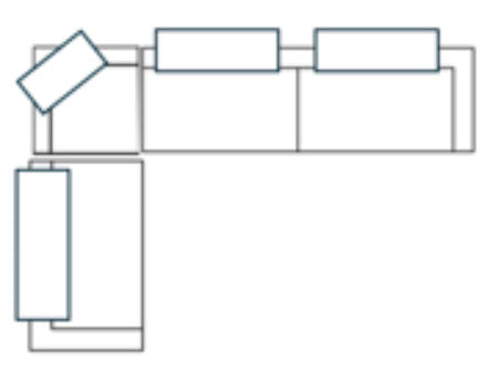 Warner Frame 3 Piece Sofa Set w/S Corner Piece w/Back Cushions, Long Right Arm Small Corner