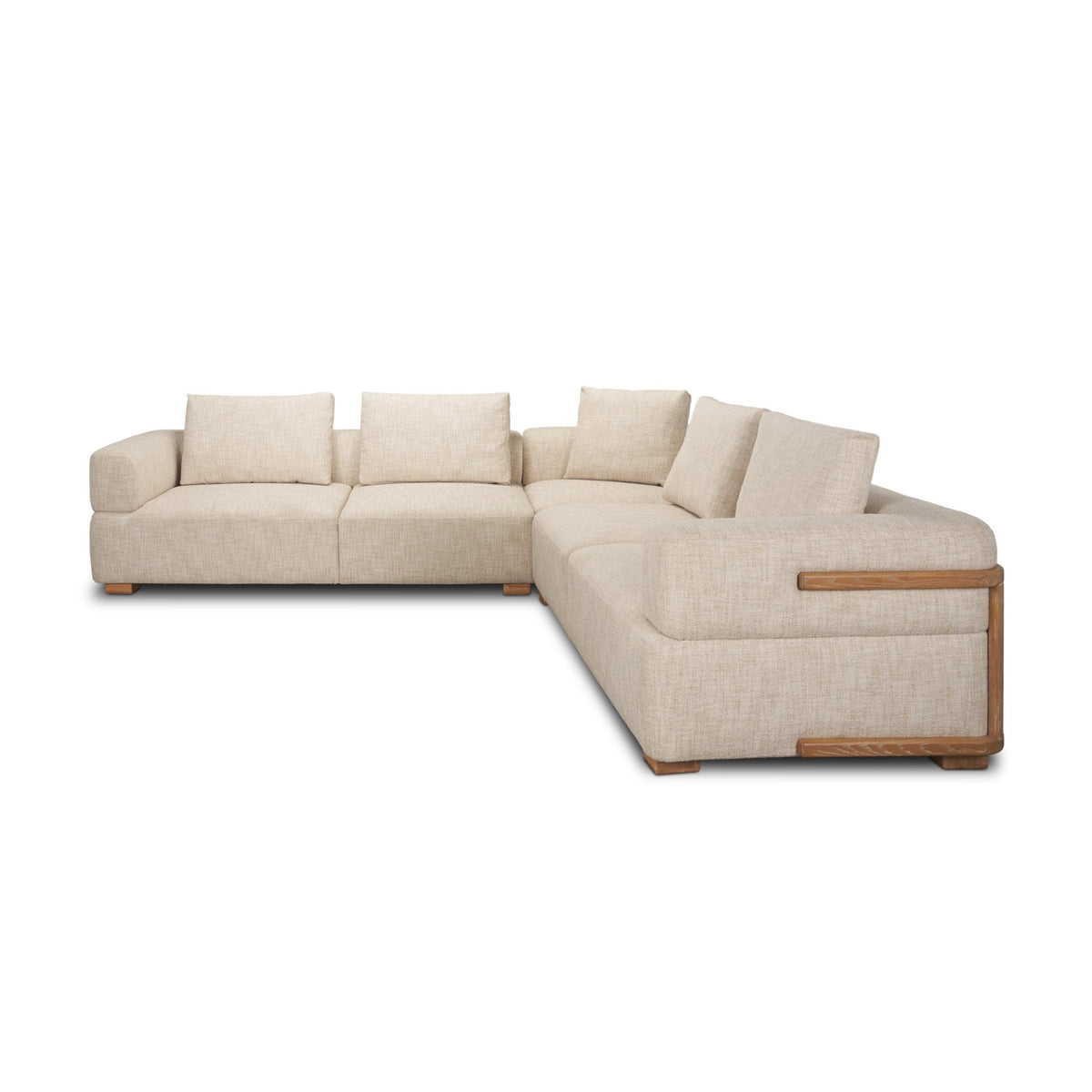 Warner Frame 3 Piece Sofa Set w/S Corner Piece w/Back Cushions, Long Small Corner