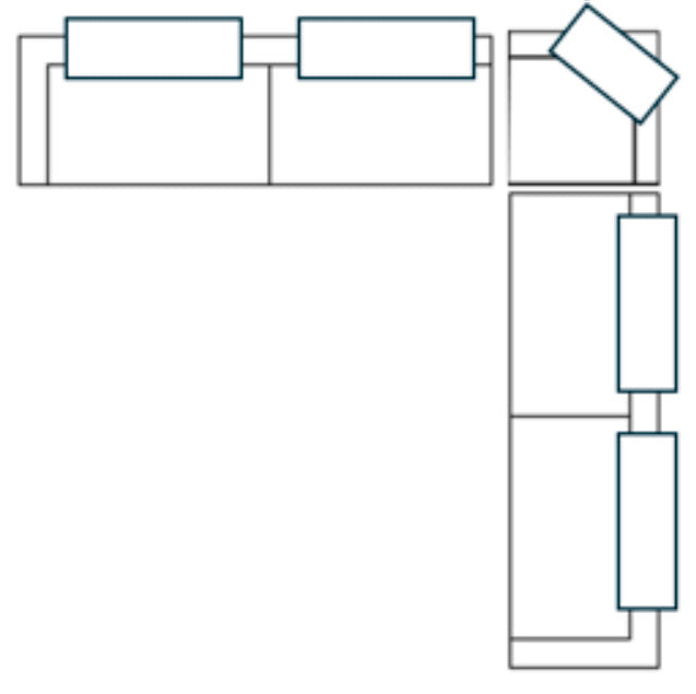 Warner Frame 3 Piece Sofa Set w/S Corner Piece w/Back Cushions, Long Small Corner