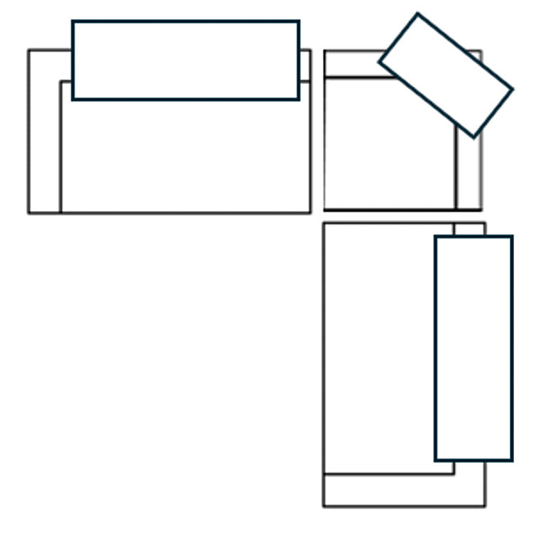 Warner Frame 3 Piece Sofa Set w/S Corner Piece w/Back Cushions, Standard Small Corner
