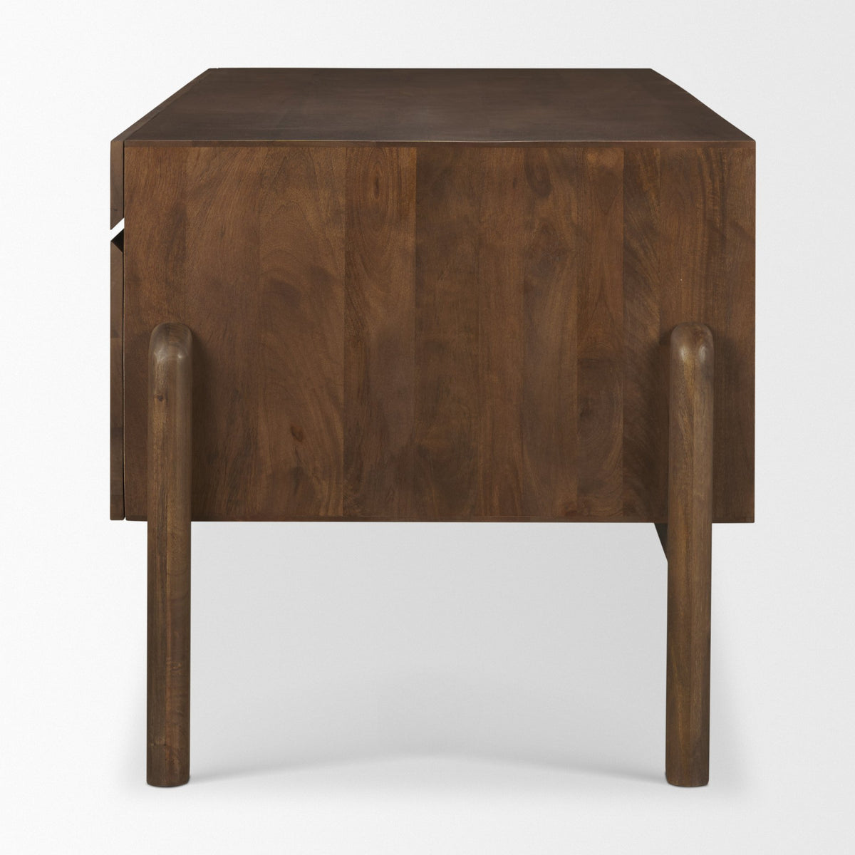 Trellyn Dark Brown Solid Wood Carved Woven Desk