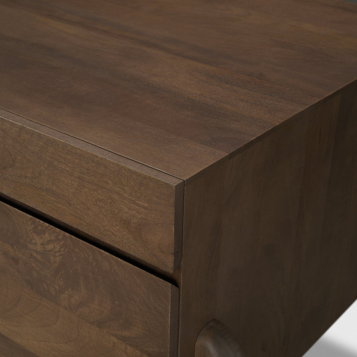 Trellyn Dark Brown Solid Wood Carved Woven Desk