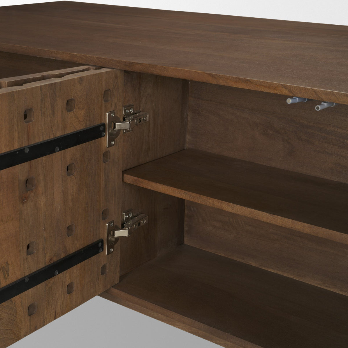Trellyn Dark Brown Solid Wood Carved Woven Desk