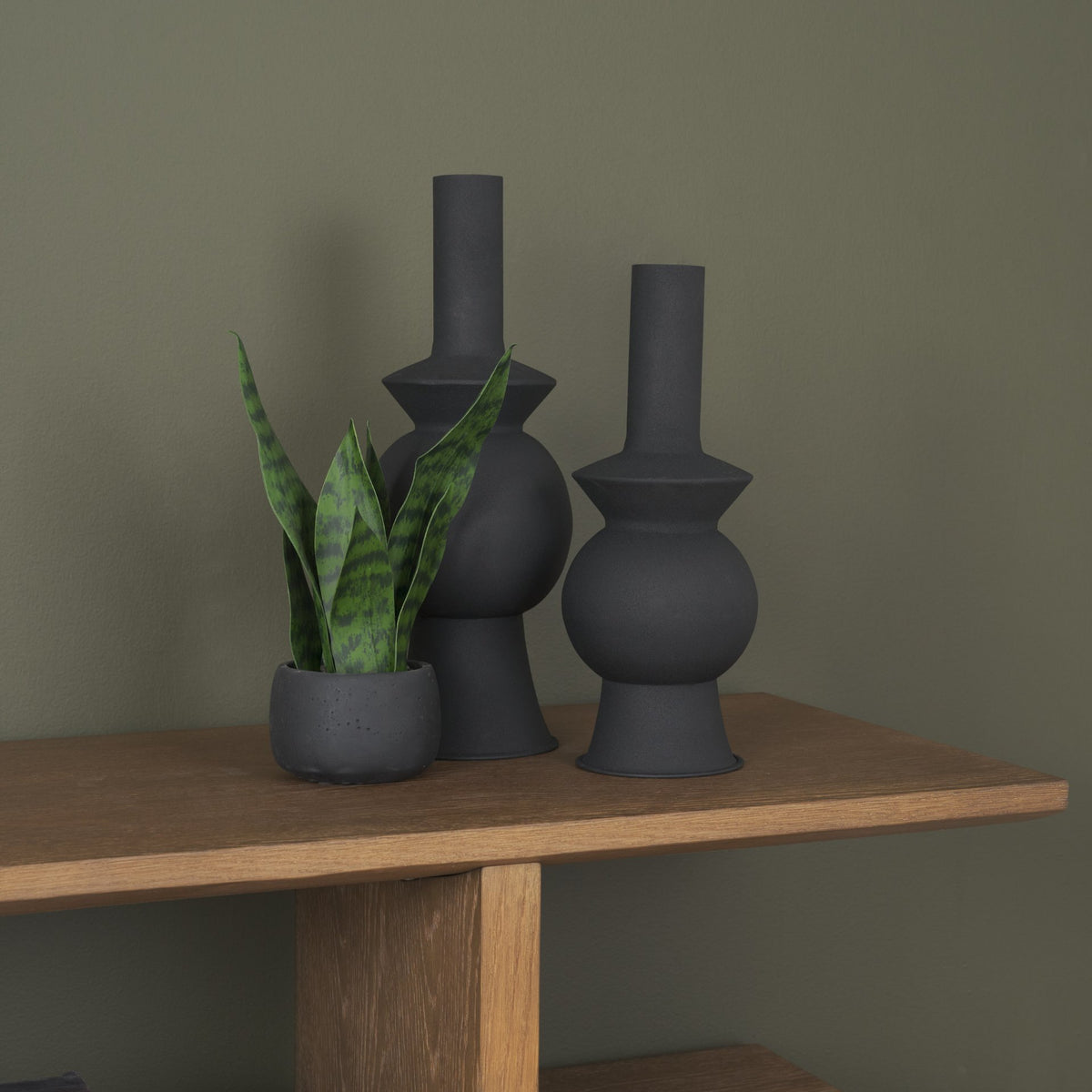 Veda Large Black Metal Geometric Vase