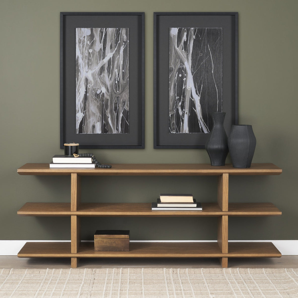 Boden 74" Wood Console Table w/ Open Shelves