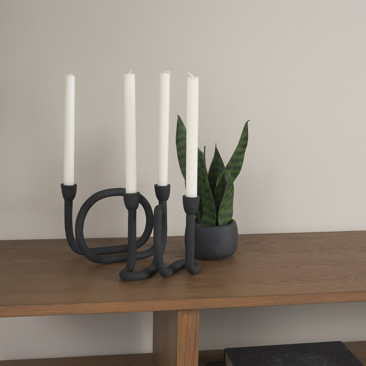 Serpens Black Metal Narrow Candle Holder