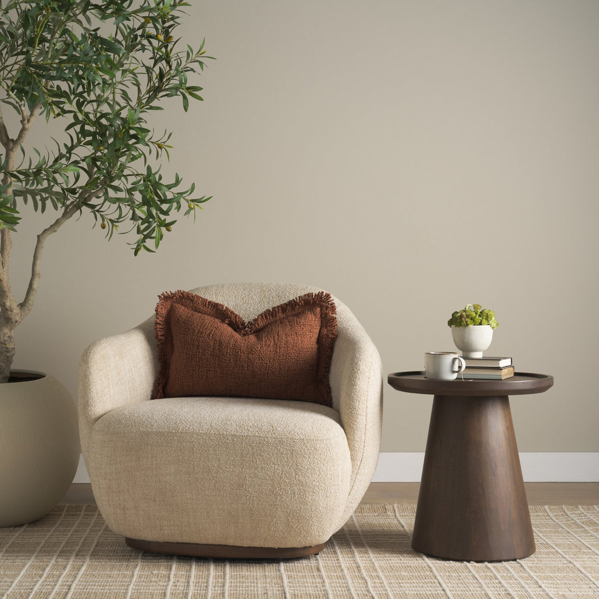 Kambal 13x21 Mahogany Cotton Pillow Cover w/Down Filler