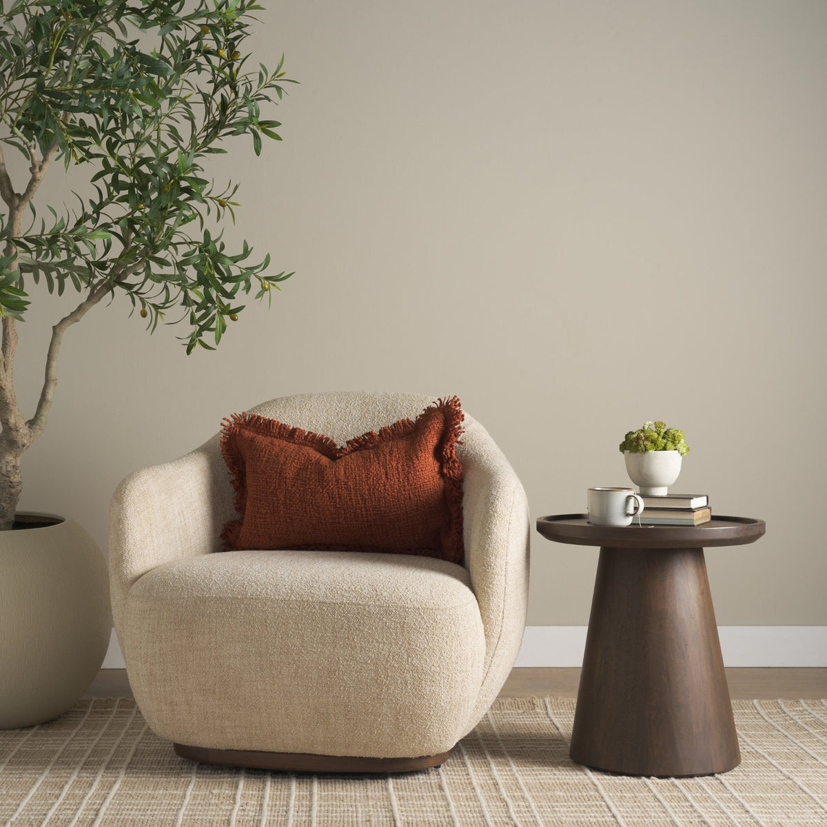 Kambal 13x21 Copper Rust Cotton Pillow Cover w/Non-Allergen Filler