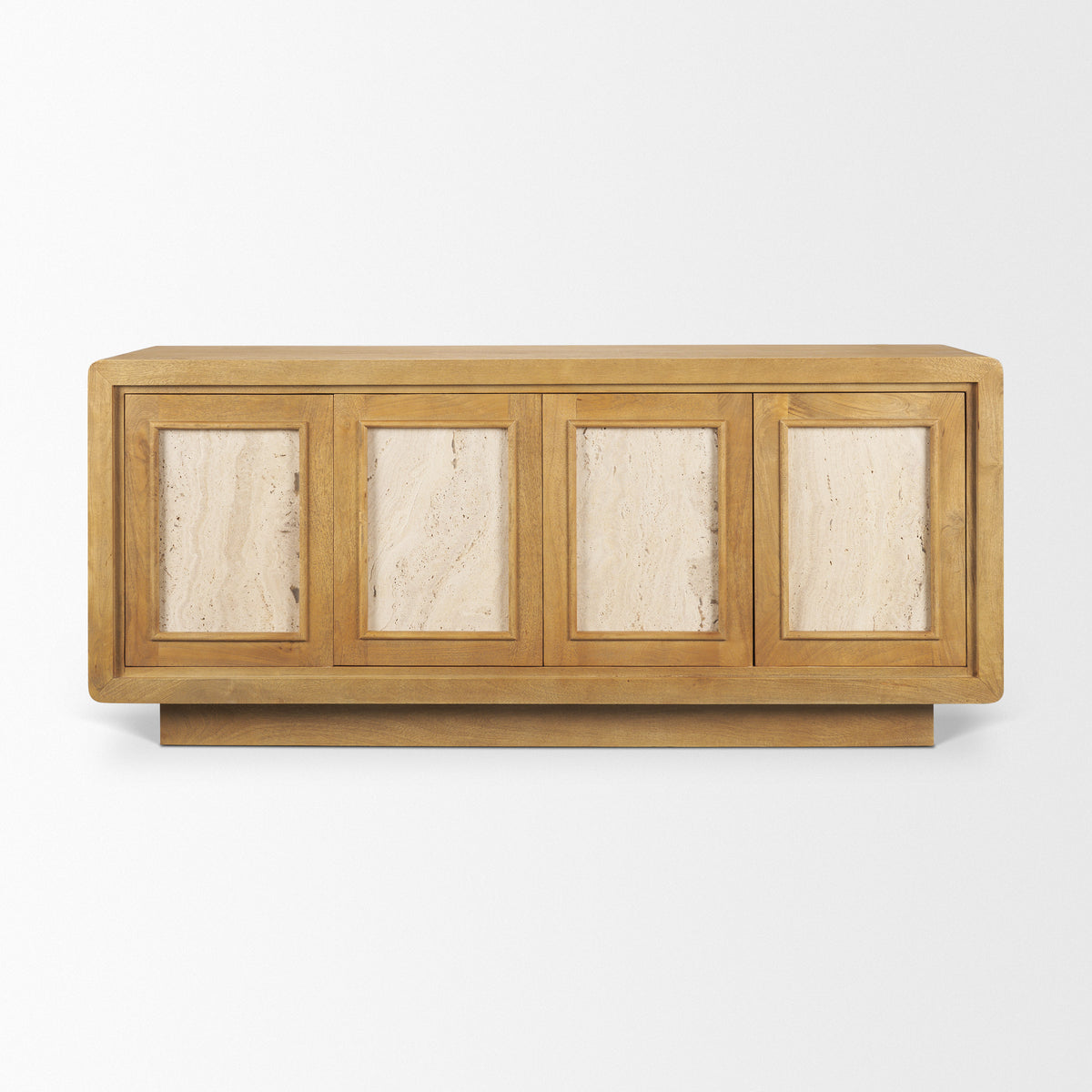 Valterra Light Brown Wood w/ Travertine 4 Door Sideboard