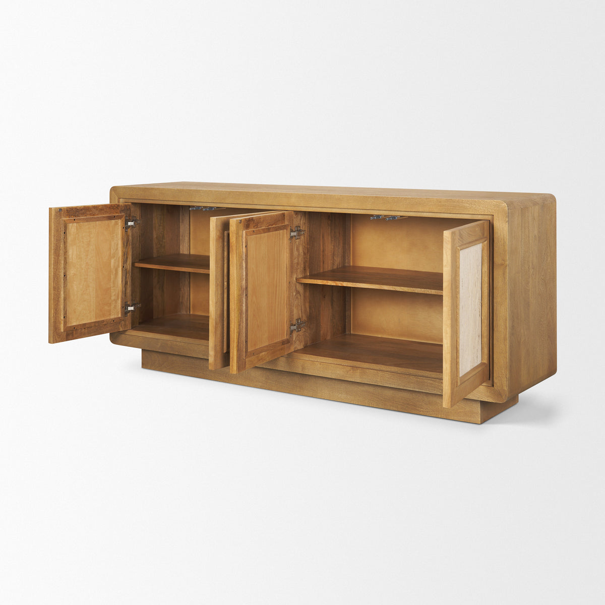 Valterra Light Brown Wood w/ Travertine 4 Door Sideboard
