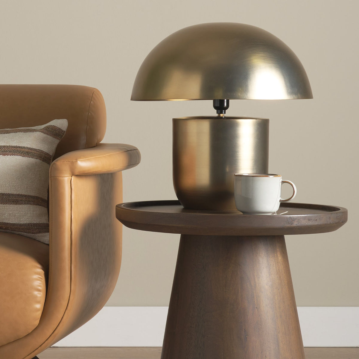 Orlo 15.4" Gold Metal Mushroom Table Lamp