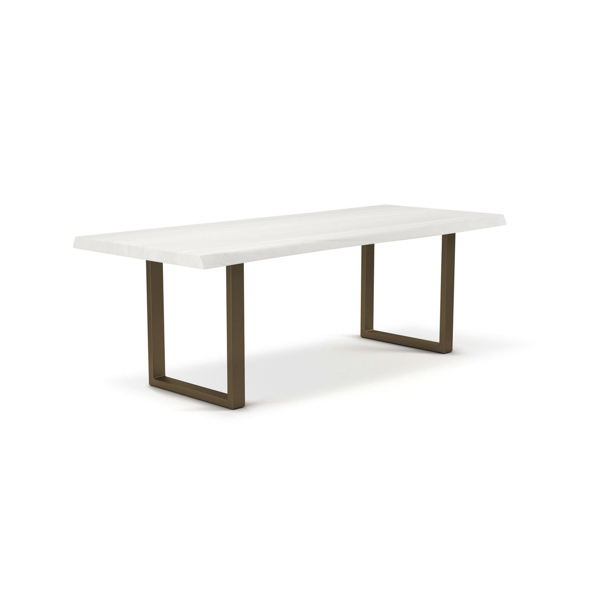 Brooks - Dining Table - U Base - 40" x 116" - White Wash Top - Brass Base