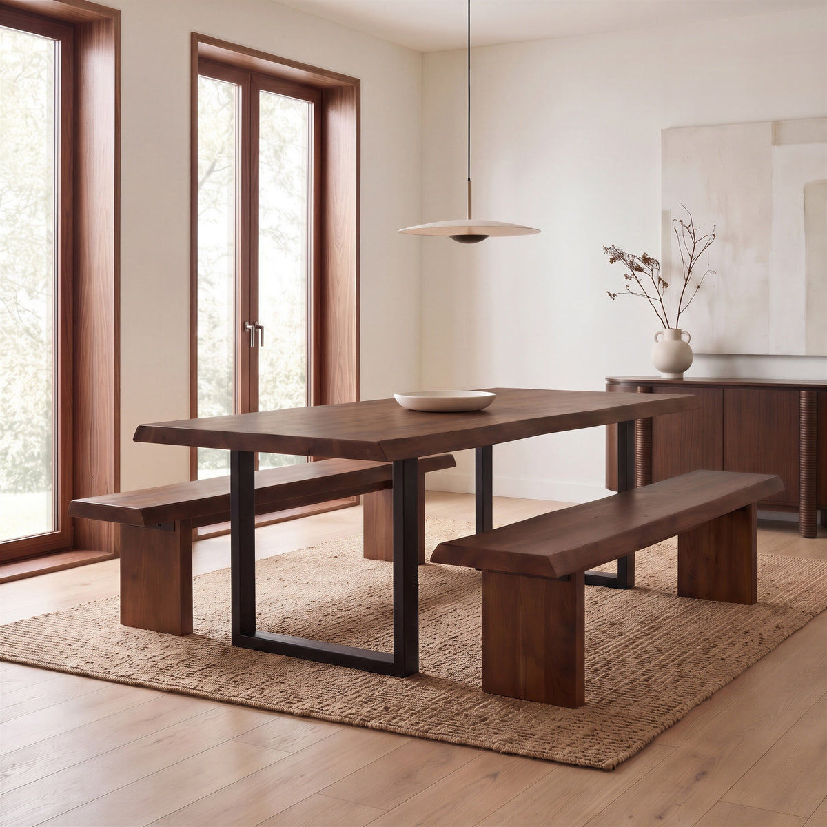 Brooks Dining Table U Base 40" x 92" Americano Top - Black Base by Urbia - detail 5