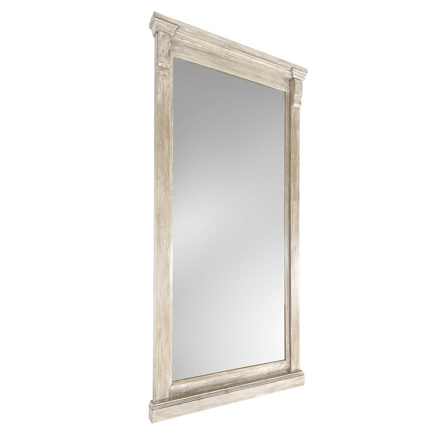 Adelaide Mango Wood Floor Mirror 88" Natural White Wash