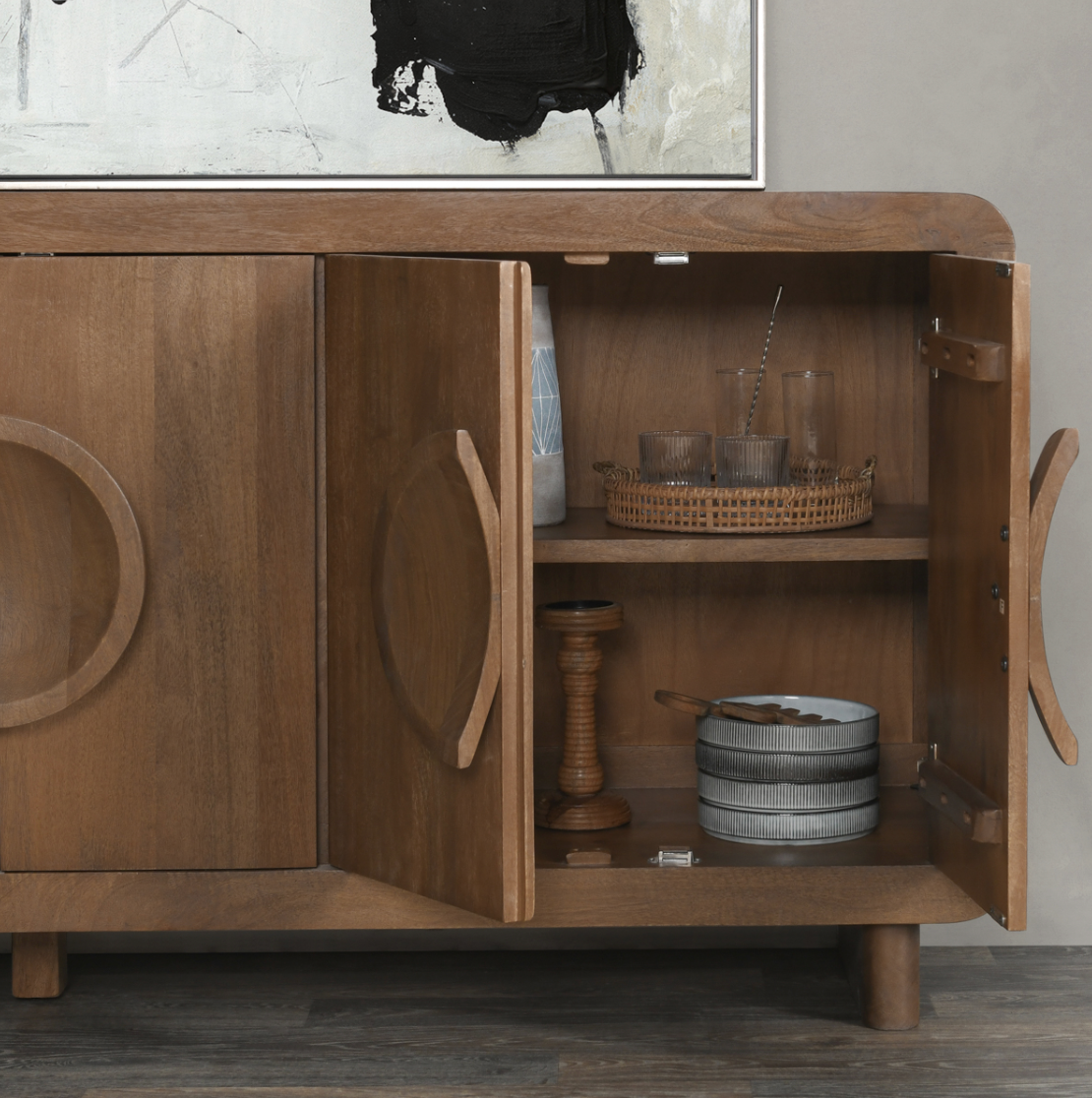 Valley Mango Wood 6-Door Buffet 86"