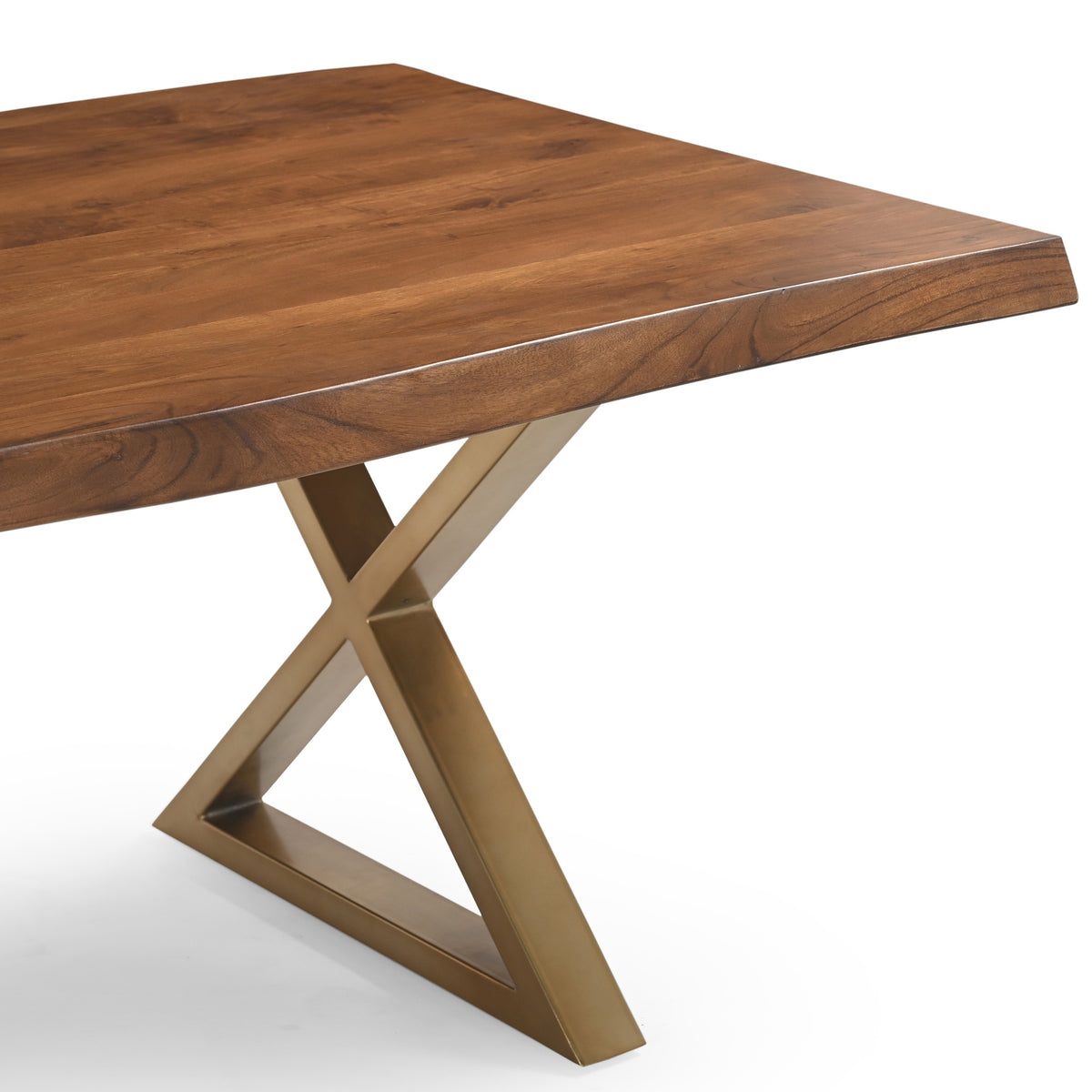 Brooks Dining Table X Base 40" x 116" Americano Top - Brass Base by Urbia - detail 5