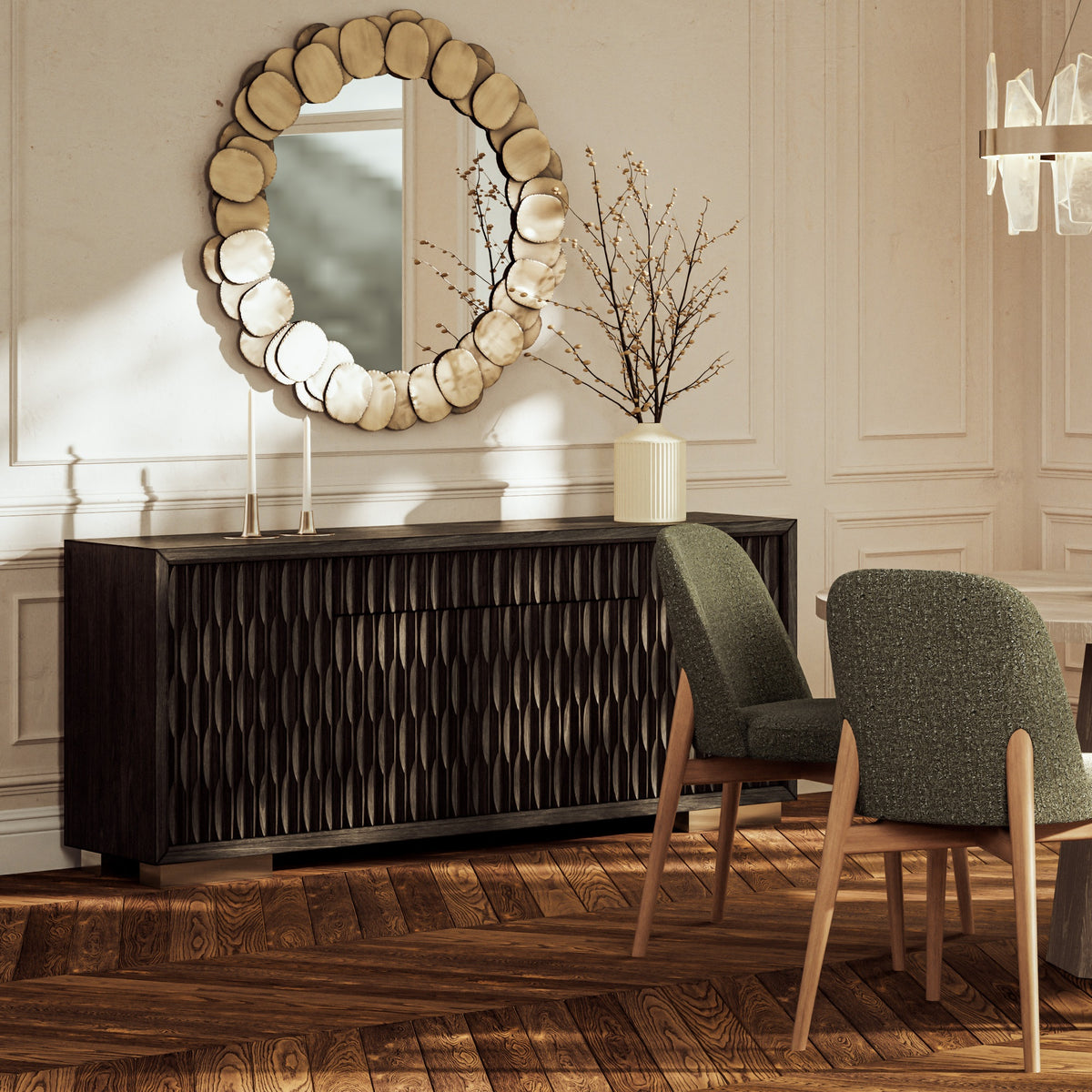 Elements Suri Mirror 43"Dia. - Antique Brass by Urbia - detail 6