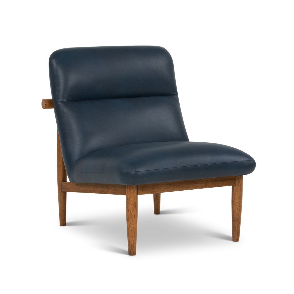 Hudson Leather Accent Chair Dark Oak, Oxford Blue by Urbia - detail 2