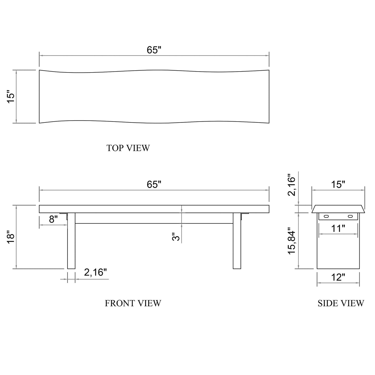 Brooks Bench 65" - Ebonized Frame by Urbia - detail 10