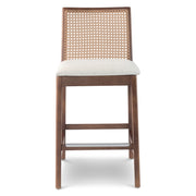Modern Brazilian Nardia Cane Counter Stool Medley Ivory Seat Nogal Frame - Nogal Cane Webbing by Urbia - product view