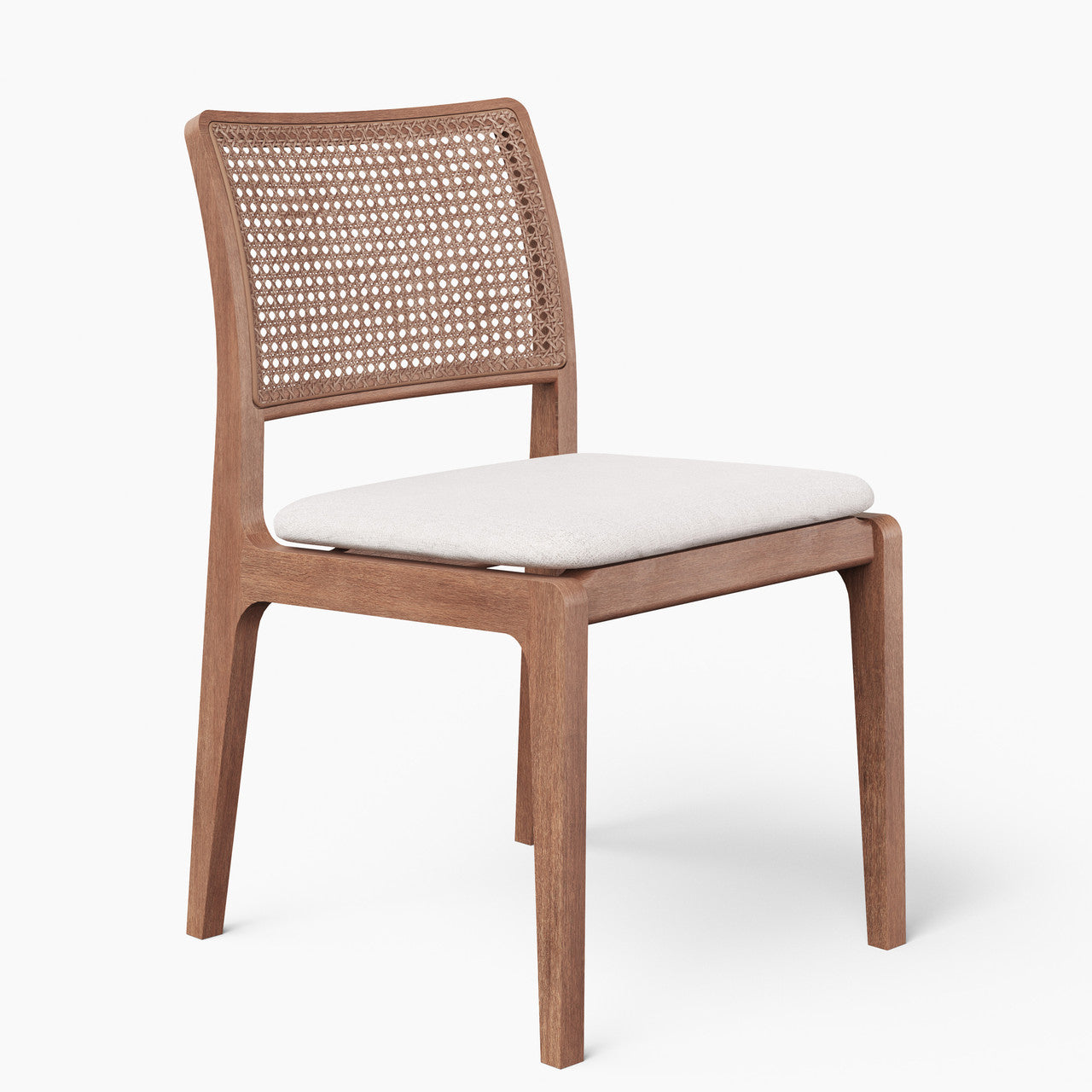 Modern Brazilian - Larissa Side Chair - Harvest Natural Upholstery - Nogal Frame