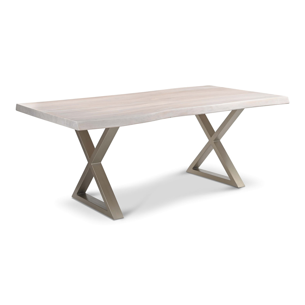 Brooks Dining Table X Base 40" x 79" White Wash Top - Pewter Base by Urbia - detail 2