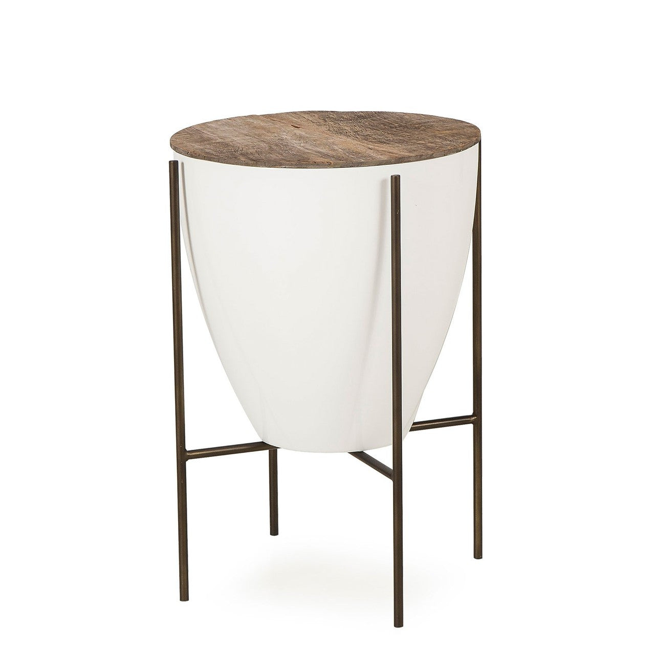 Resource Decor Danica Mid Century White Lacquered Round Side Table - 17 inch