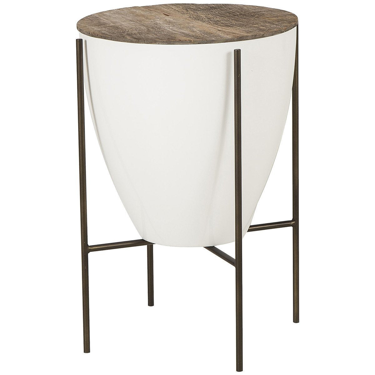 Danica Reclaimed Wood + White Lacquer Side Table - 17"