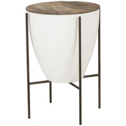 Danica Reclaimed Wood + White Lacquer Side Table - 17"