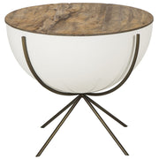 Danica Reclaimed Wood + White Lacquer Bowl Side Table