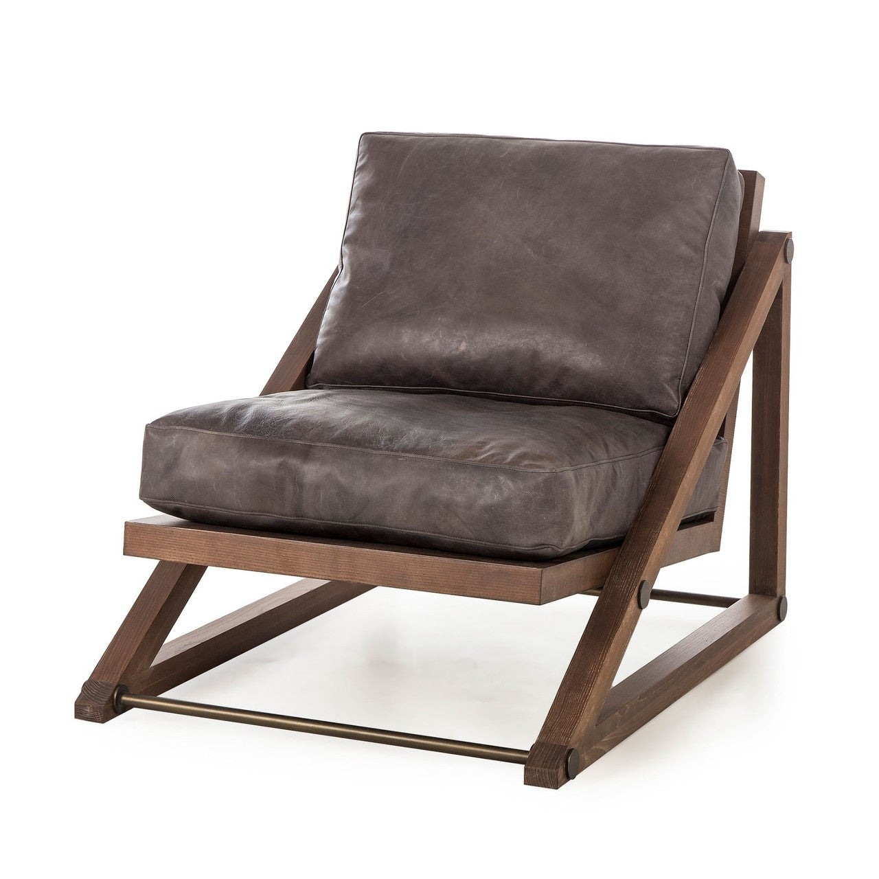 Resource Decor Teddy Lodge Angular Ash Leather Lounge Chair