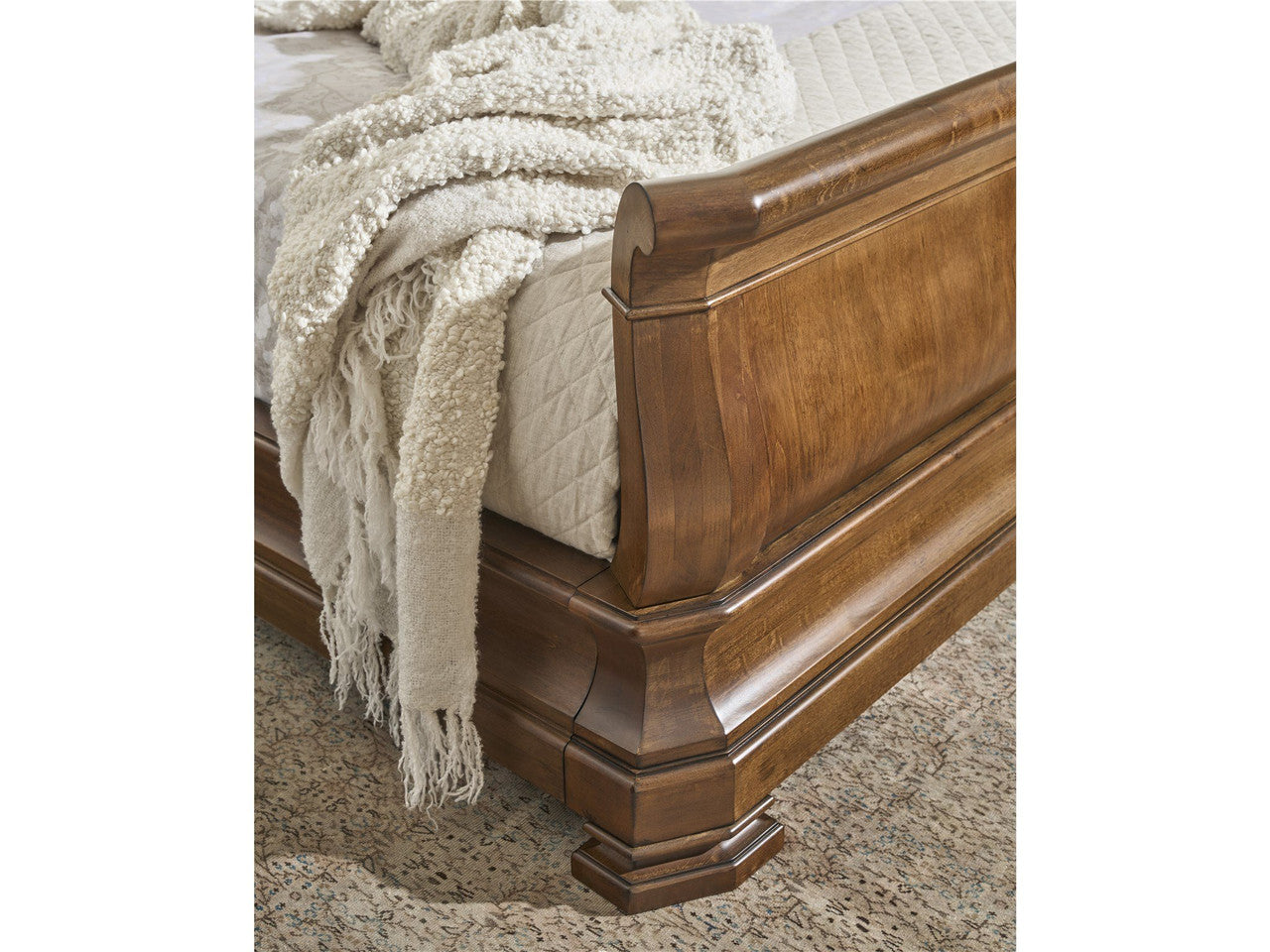 Louis Philippe Solid Wood Queen Sleigh Bed