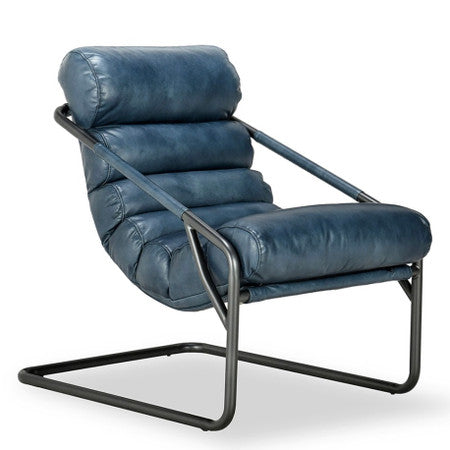 Jackson Retro Blue Leather Accent Chair | Zin Home – zinhome