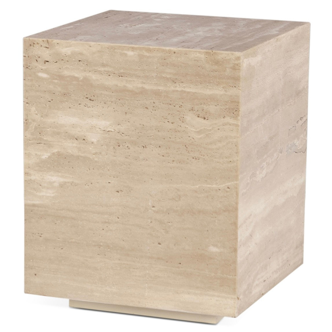 Nile 18" Drum Side Table in Travertine Stone