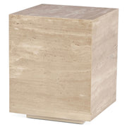 Nile 18" Drum Side Table in Travertine Stone