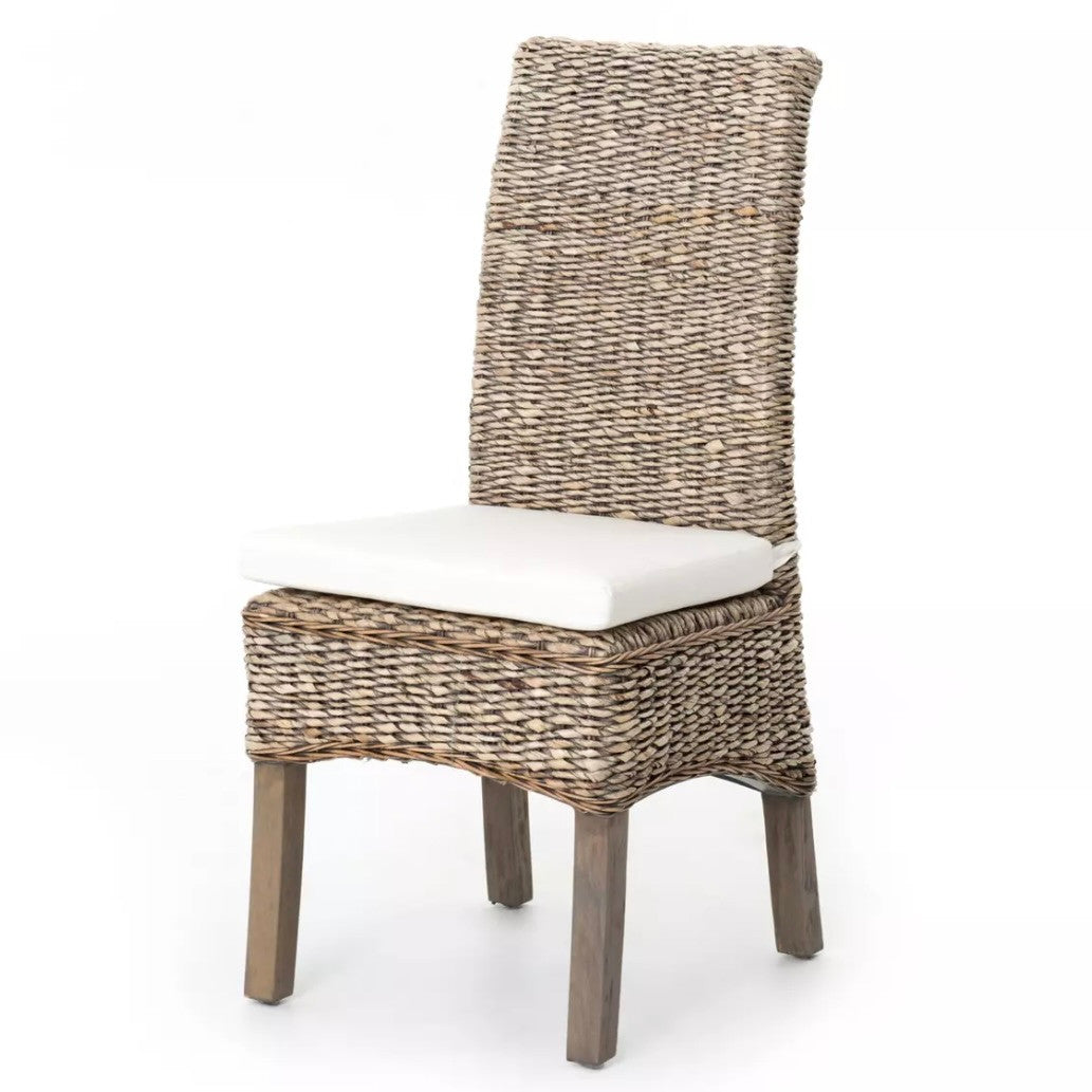 Banana Leaf Woven Dining Side Chair - Grey Wash