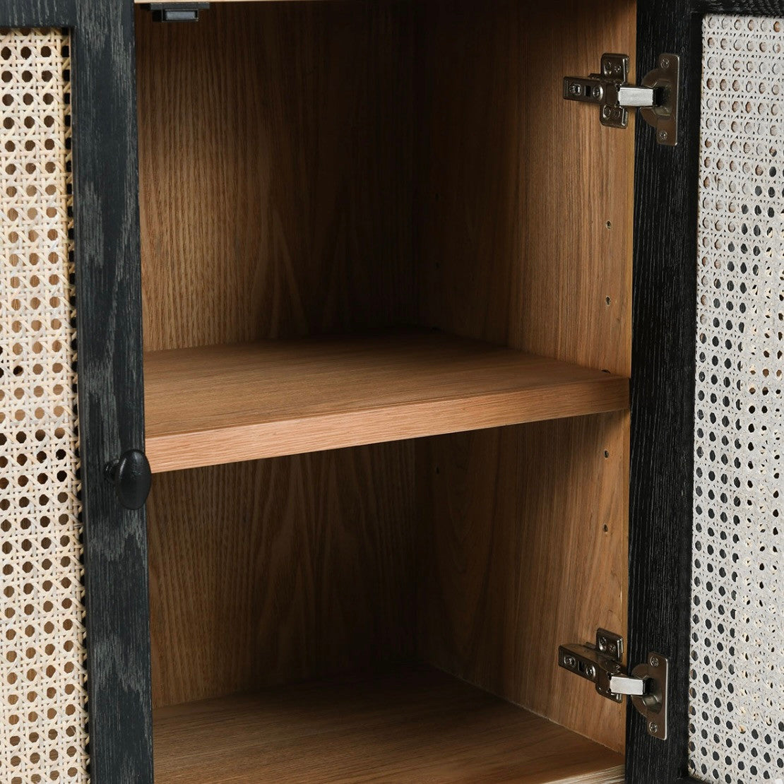 Barrea Oak Wood 4-Door Cabinet