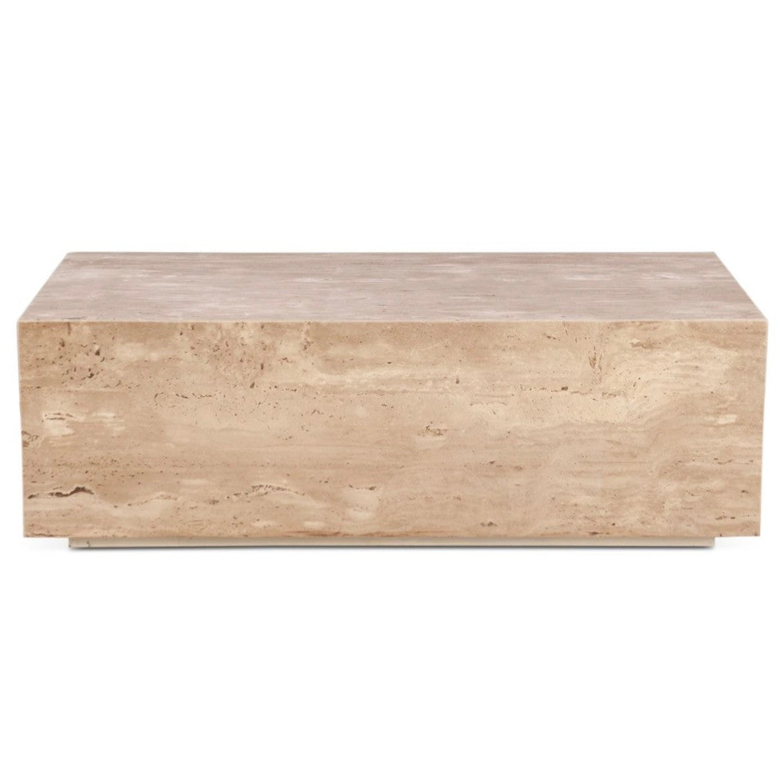 Nile 50" Drum Coffee Table in Travertine Stone