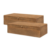 Gatsburg Shagreen Box, Tawny Brown, S/2 by Sarreid Ltd