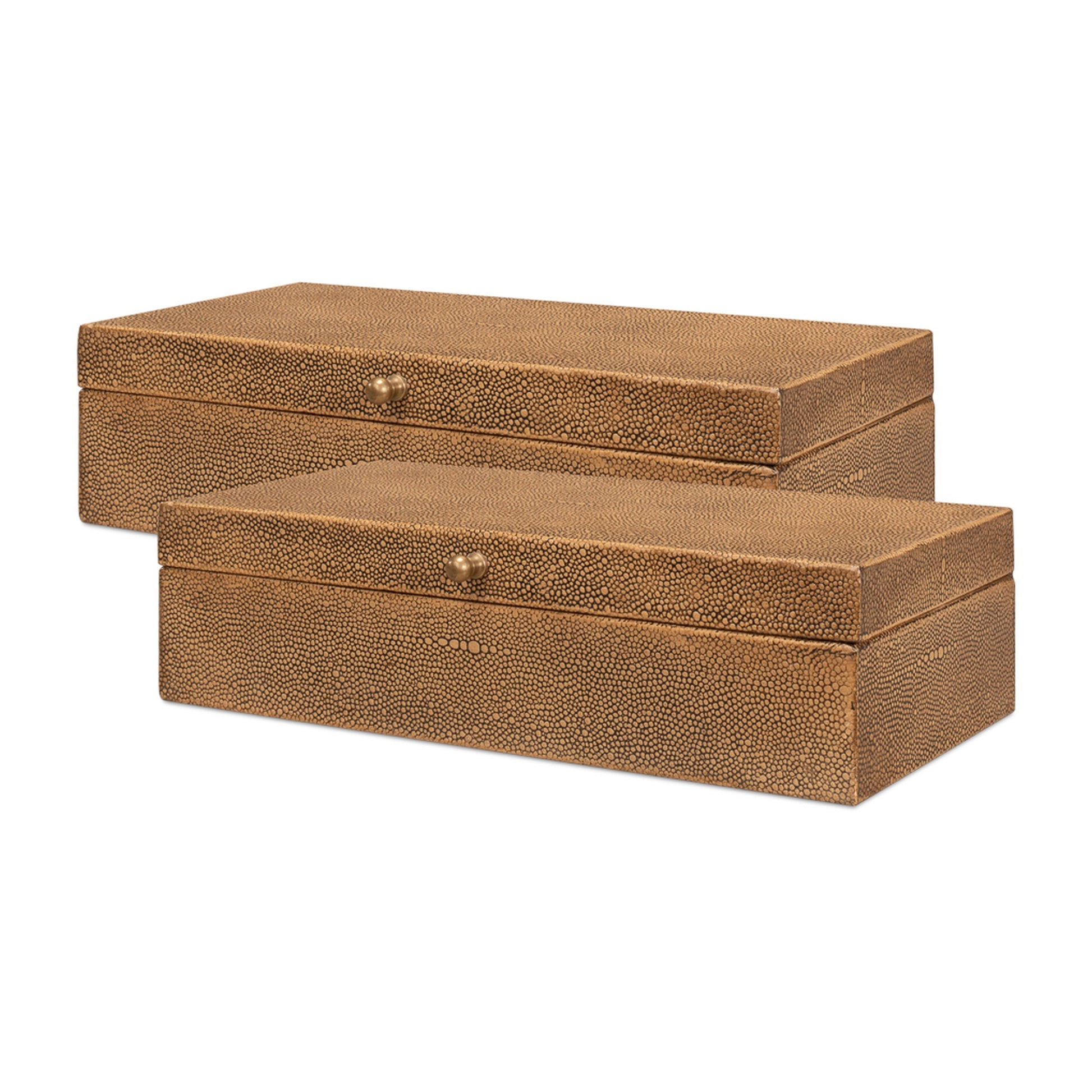 Gatsburg Shagreen Box, Tawny Brown, S/2 by Sarreid Ltd