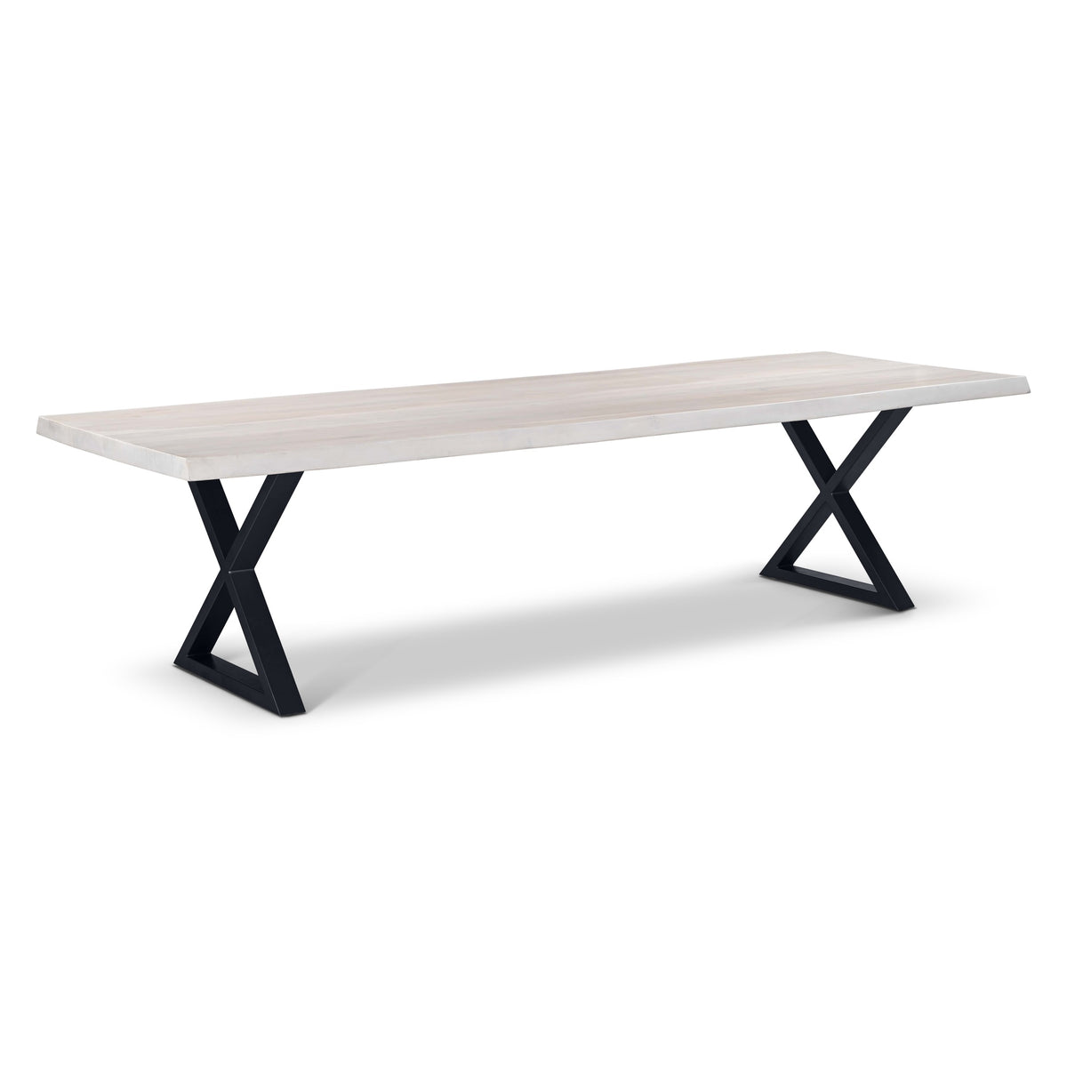 Brooks Dining Table X Base 40" x 116" White Wash Top - Black Base by Urbia - detail 2