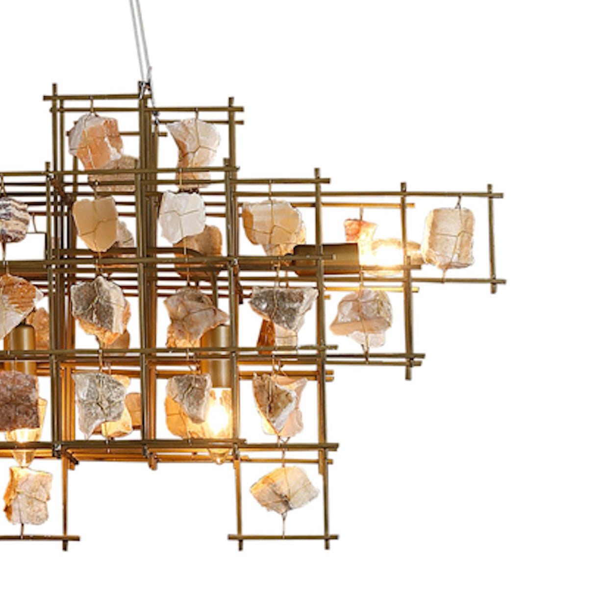 Beatrice Brass Pendant with Stones 38"