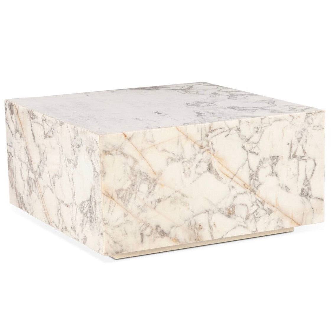 Nile 32" Drum Coffee Table in Alabaster Marble