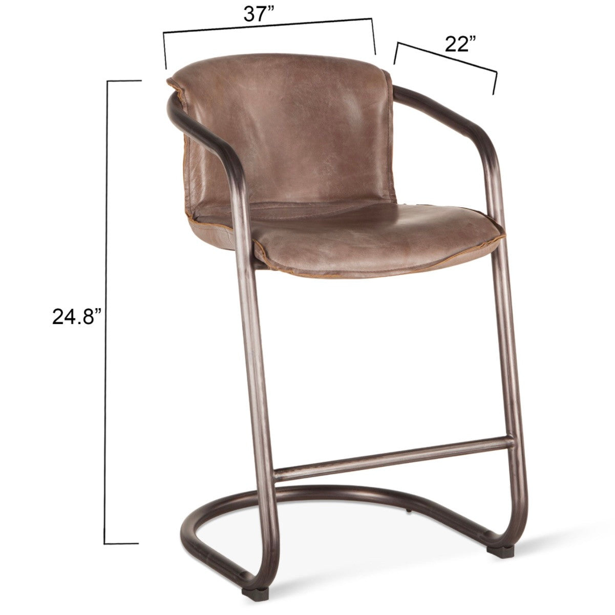 Industrial Loft Metal and Jet Brown Leather Counter Stool